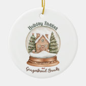 Gingerbread House Christmas Holiday Snow Wereldbol Keramisch Ornament (Voorkant)