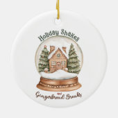 Gingerbread House Christmas Holiday Snow Wereldbol Keramisch Ornament (Achterkant)