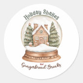 Gingerbread House Christmas Holiday Snow Wereldbol Ronde Sticker (Voorkant)
