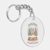 Gingerbread House Christmas Holiday Snow Wereldbol Sleutelhanger (Voorkant Links)