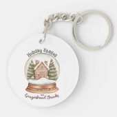 Gingerbread House Christmas Holiday Snow Wereldbol Sleutelhanger (Achterkant)