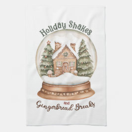Gingerbread House Christmas Holiday Snow Wereldbol Theedoek