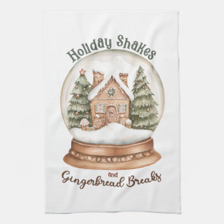 Gingerbread House Christmas Holiday Snow Wereldbol Theedoek