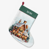 Gingerbread House Christmas Holiday Stocking Grote Kerstsok (Voorkant (Hangend))