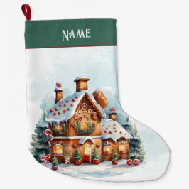 Gingerbread House Christmas Holiday Stocking Grote Kerstsok