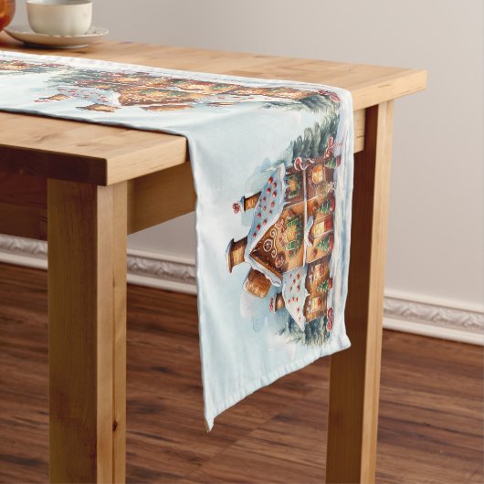 Gingerbread House Christmas Holiday Table Runner Medium Tafelloper (Voorbeeld)