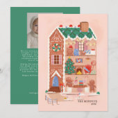 Gingerbread House Christmas Magic wenskaart Feestdagenkaart (Voorkant / Achterkant)