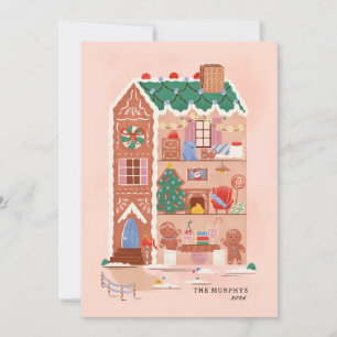 Gingerbread House Christmas Magic wenskaart Feestdagenkaart