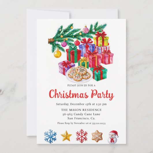 Gingerbread House Christmas Party Invitation Kaart (Voorkant)