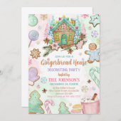 Gingerbread House Christmas Party Kaart (Voorkant / Achterkant)