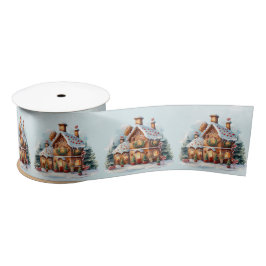 Gingerbread House Christmas Satin Ribbon Satijnen Lint