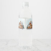 Gingerbread House Christmas Water Bottle Label Waterfles Etiket (Achterkant)
