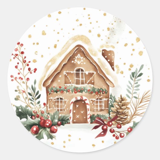 Gingerbread House Classic Ronde Sticker (Voorkant)
