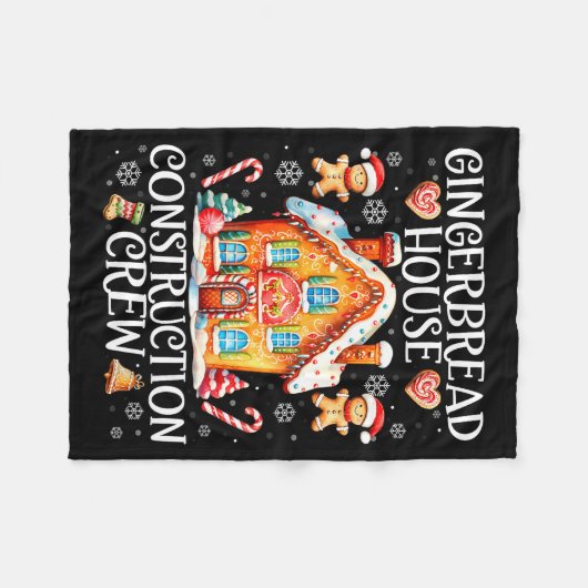 Gingerbread House Construction Crew Baking Christm Fleece Deken (Voorkant (Horizontaal))