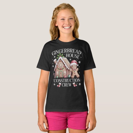 Gingerbread House Construction Crew - Christmas T-shirt (Voorkant volledig)