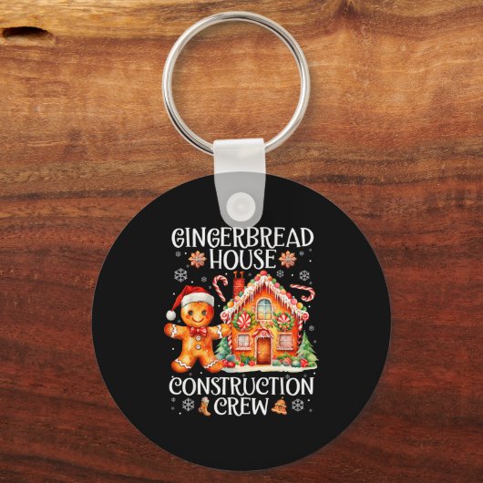 Gingerbread House Construction Crew Cookies Baking Sleutelhanger (Voorkant)