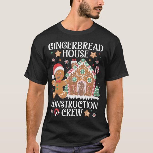 Gingerbread House Construction Crew Decorating Bak T-shirt (Voorkant)