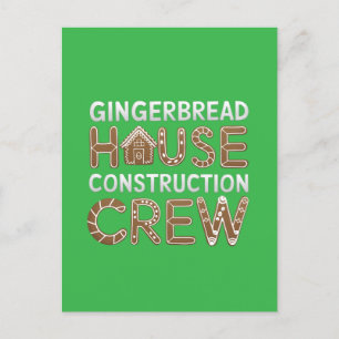 Gingerbread House Construction Crew Digitale Kunst Briefkaart