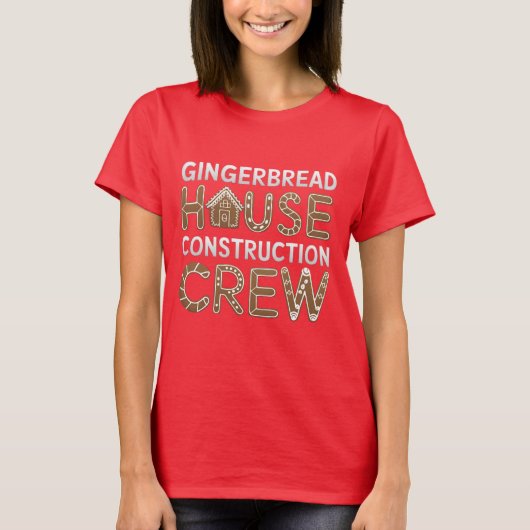 Gingerbread House Construction Crew Digitale Kunst T-shirt (Voorkant)