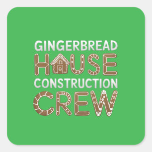 Gingerbread House Construction Crew Digitale Kunst Vierkante Sticker