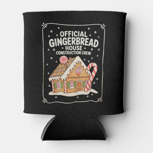 Gingerbread House Construction Crew Kerstmis Blikjeskoeler (Voorkant)