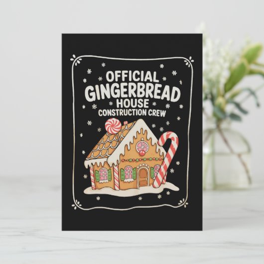 Gingerbread House Construction Crew Kerstmis Feestdagenkaart (Staand voorkant)