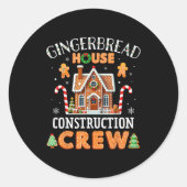 Gingerbread House Construction Crew Kids Men Women Ronde Sticker (Voorkant)