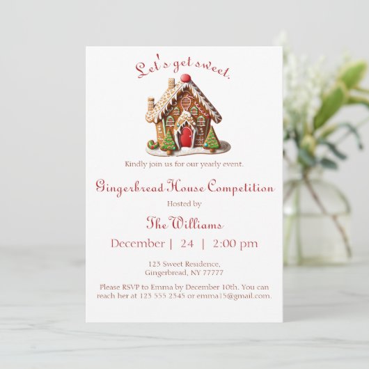 Gingerbread House Contest Party Uitnodiging (Staand voorkant)