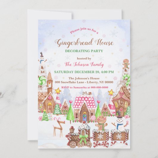 Gingerbread House Cookie Decorating Party Kaart (Voorkant)