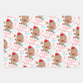 Gingerbread House Cookie Sneeuwvlok Vrolijk Kerstf Inpakpapier Vel (Voorkant 3)