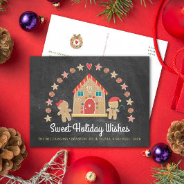 Gingerbread House Cookie Sweet Wishes krijtbord Feestdagenkaart