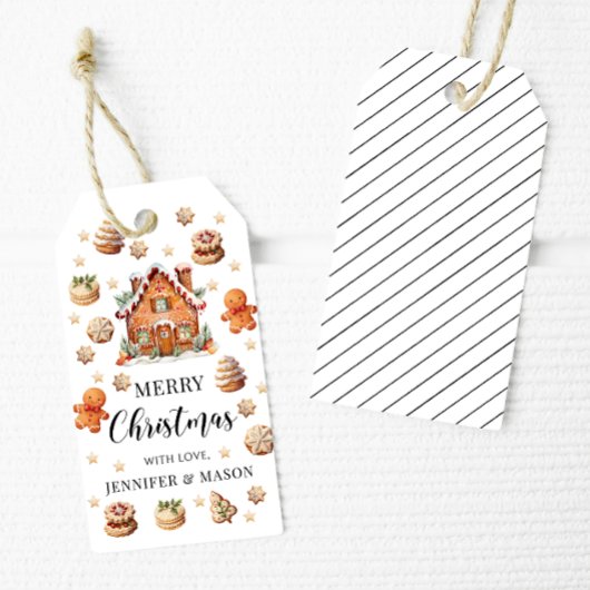 Gingerbread House & Cookies Vrolijk kerstfeest Lab Cadeaulabel