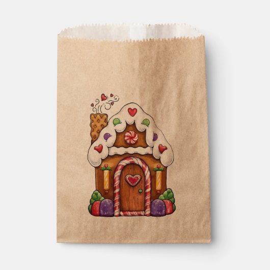 Gingerbread House Cottage Favor Bag Bedankzakje (Voorkant)