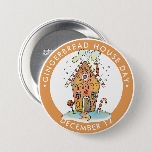 Gingerbread House Day, snoep huis Ronde Button 7,6 Cm (Voorkant /achterkant)