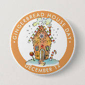 Gingerbread House Day, snoep huis Ronde Button 7,6 Cm (Voorkant)