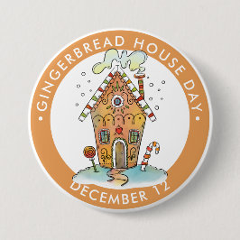 Gingerbread House Day, snoep huis Ronde Button 7,6 Cm