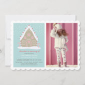Gingerbread House Decorating Blue Birthday Foto Kaart (Voorkant)