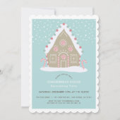 Gingerbread House Decorating Blue Holiday Party Kaart (Voorkant)