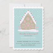 Gingerbread House Decorating Blue verjaardagsfeest Kaart (Voorkant)