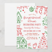 Gingerbread House Decorating Christmas Party Kaart (Voorkant / Achterkant)