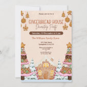 Gingerbread House Decorating Party Bruin Kaart (Voorkant)