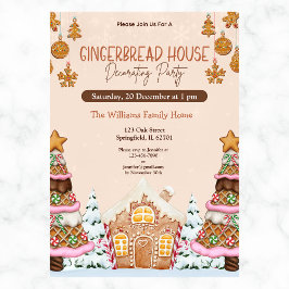 Gingerbread House Decorating Party Bruin Kaart