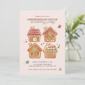 Gingerbread House Decorating Party Christmas Kaart (Staand voorkant)