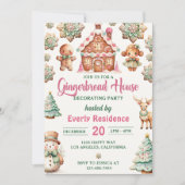 Gingerbread House Decorating Party Cookie Kaart (Voorkant)