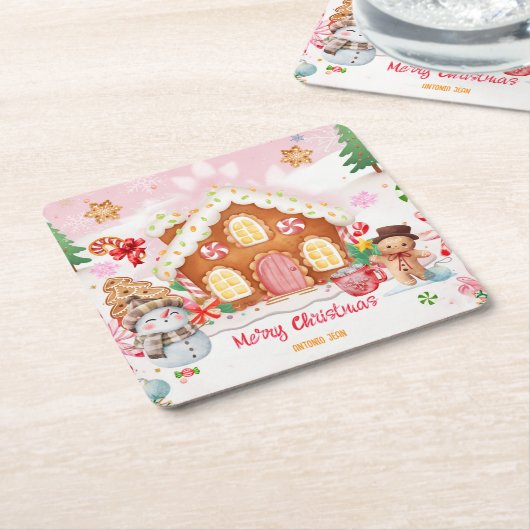 Gingerbread House Decorating Party Kartonnen Onderzetters (Schuin)