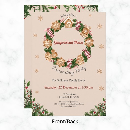 Gingerbread House Decorating Party Krans Design Kaart