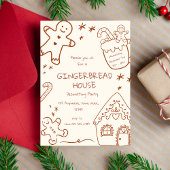 Gingerbread House Decorating Party Neutraal Beige Kaart