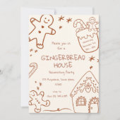 Gingerbread House Decorating Party Neutraal Beige Kaart (Voorkant)