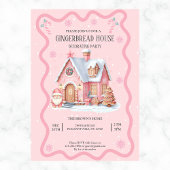 Gingerbread House Decorating Party Pink Kaart