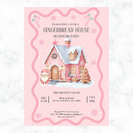 Gingerbread House Decorating Party Pink Kaart